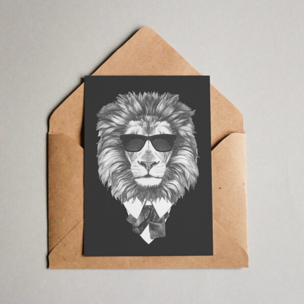 postkarte-fashionable-lion
